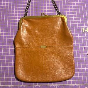 Vintage kisslock purse cognac tan leather